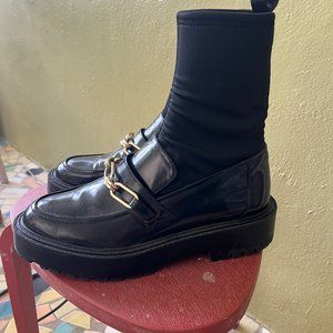 Zara Woman Womens Leather Ankle Boots Loafers Black Size 40 8.